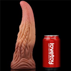 LOVETOY DILDO TONGUE 10" DUAL LAYER SILICONE FLESH 25.4cm - Image 4