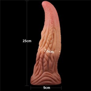 LOVETOY DILDO TONGUE 10" DUAL LAYER SILICONE FLESH 25.4cm - Image 3