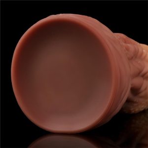 LOVETOY DILDO TONGUE 10" DUAL LAYER SILICONE FLESH 25.4cm - Image 9