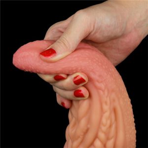 LOVETOY DILDO TONGUE 10" DUAL LAYER SILICONE FLESH 25.4cm - Image 8
