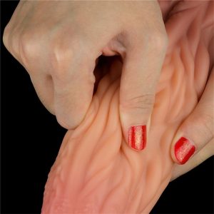 LOVETOY DILDO TONGUE 10" DUAL LAYER SILICONE FLESH 25.4cm - Image 7