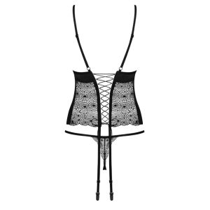 OBSESSIVE SHARLOTTE CORSET WITH GARTER BELT BLACK - Image 4