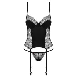 OBSESSIVE SHARLOTTE CORSET WITH GARTER BELT BLACK - Image 5