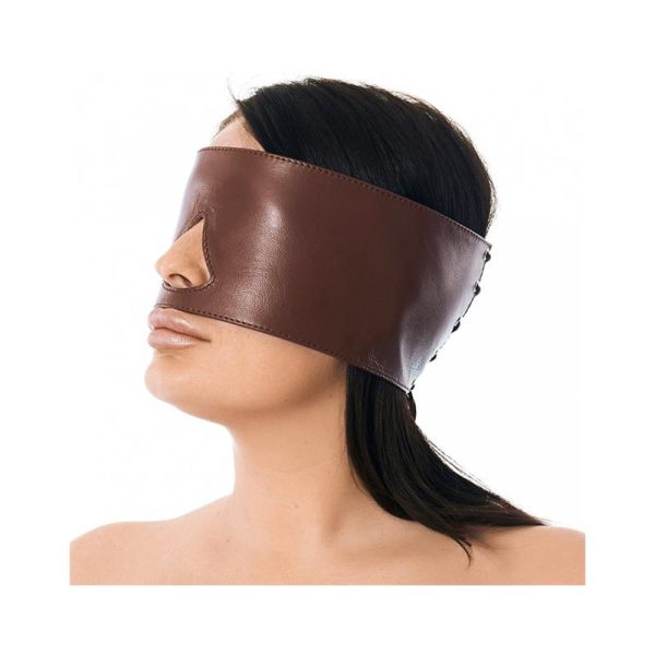1-blindfold RIMBA BONDAGE PLAY BLINDFOLD LEATHER BROWN