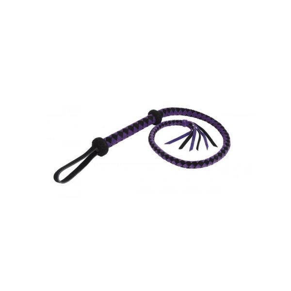 1-bullwhip RIMBA BONDAGE PLAY BULLWHIP LEATHER BLACK PURPLE 100cm
