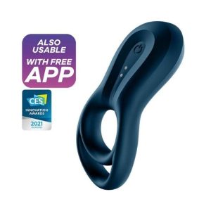SATISFYER EPIC DUO PENIS RING VIBRATOR WITH APP BLUE