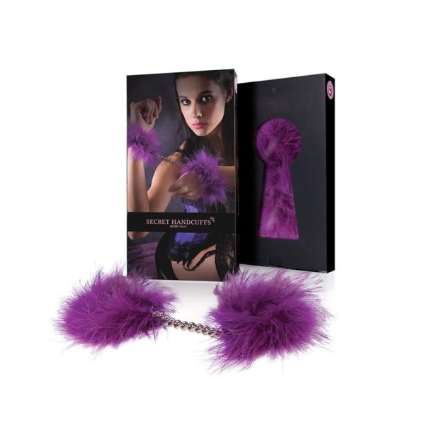 SECRET PLAY MARABOU FEATHER HANDCUFFS PURPLE