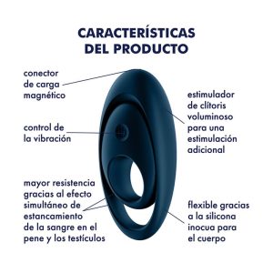 SATISFYER GLORIOUS DUO PENIS RING VIBRATOR BLUE - Image 3