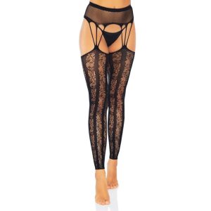 LEG AVENUE FOOTLESS GARTERBELT STOCKINGS BLACK - Image 3