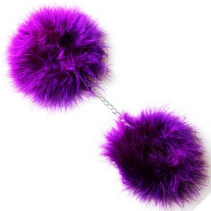 SECRET PLAY MARABOU FEATHER HANDCUFFS PURPLE - Image 4