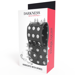 DARKNESS SKULLS AND BONES HANDCUFFS WITH SPIKES BLACK - Image 4