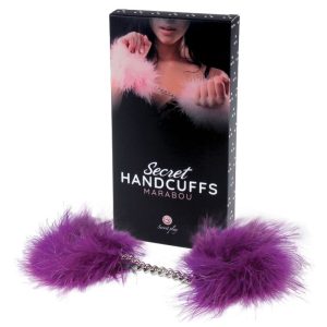 SECRET PLAY MARABOU FEATHER HANDCUFFS PURPLE - Image 3