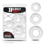 BEAST RINGS SET OF 3 COCK RINGS FLEXIBLE CLEAR