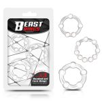 BEAST RINGS SET OF 3 FLEXIBLE BEADED COCK RINGS CLEAR
