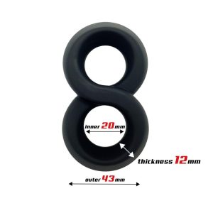 BEAST RINGS DOUBLE PENIS RING 100% LIQUID SILICONE BLACK 2cm - Image 3