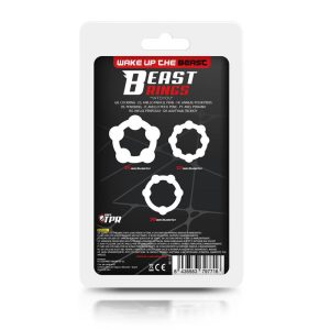 BEAST RINGS SET OF 3 FLEXIBLE BEADED COCK RINGS BLACK - Image 3