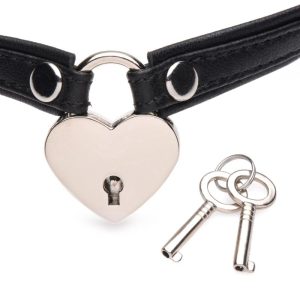 MASTER SERIES HEART LOCK COLLAR WITH KEYS BLACK - Image 4