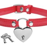 MASTER SERIES HEART LOCK COLLAR WITH KEYS RED
