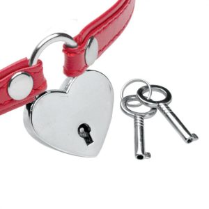 MASTER SERIES HEART LOCK COLLAR WITH KEYS RED - Image 4