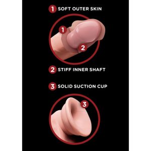 KING COCK PLUS TRIPLE DENSITY DILDO WITH SWINGING BALLS 9" FLESH 22.9cm - Image 7