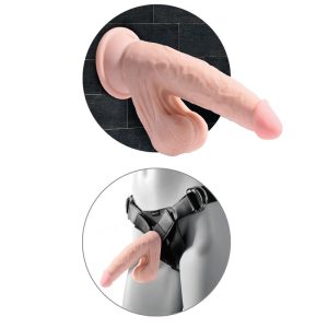 KING COCK PLUS TRIPLE DENSITY DILDO WITH SWINGING BALLS 9" FLESH 22.9cm - Image 5