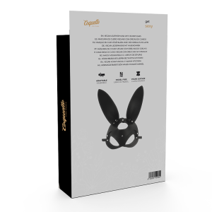 COQUETTE CHIC DESIRE VEGAN LEATHER MASK WITH BUNNY EARS BLACK - Image 5