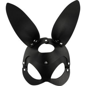 COQUETTE CHIC DESIRE VEGAN LEATHER MASK WITH BUNNY EARS BLACK - Image 4