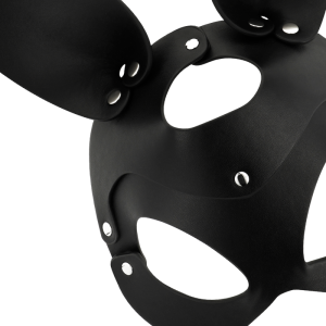 COQUETTE CHIC DESIRE VEGAN LEATHER MASK WITH BUNNY EARS BLACK - Image 3