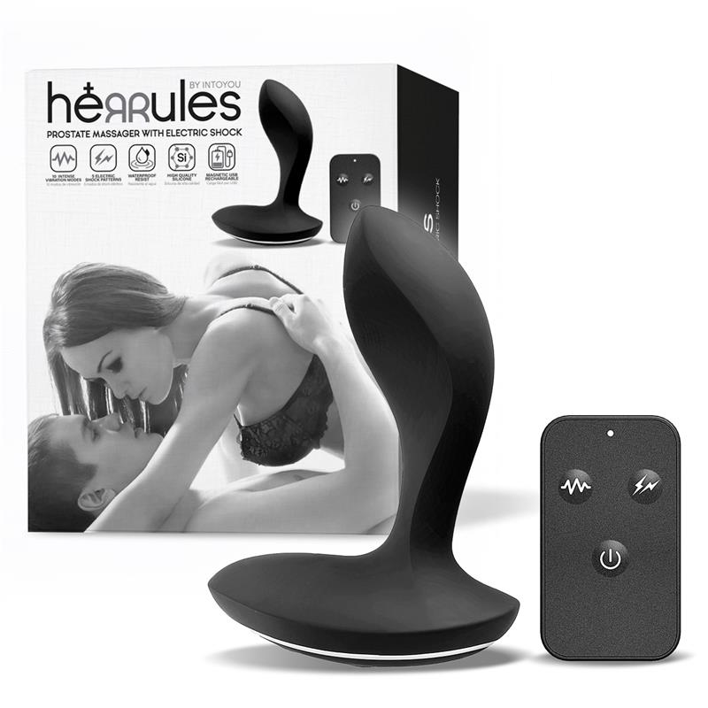 HERRULES PROSTATE MASSAGER WITH ELECTRIC SHOCK VIBRATION AND REMOTE CONTROL