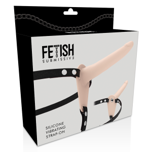 FETISH SUBMISSIVE SILICONE STRAP-ON VIBRATOR FLESH 15cm - Image 5