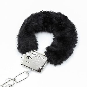 INTOYOU BDSM LINE FURRY METAL HANDCUFFS BLACK - Image 6