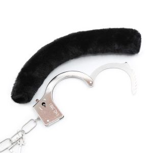 INTOYOU BDSM LINE FURRY METAL HANDCUFFS BLACK - Image 4
