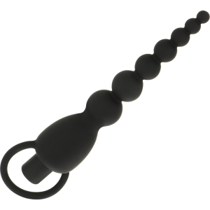 OHMAMA SILICONE ANAL BEADS WITH VIBRATION BLACK 19cm