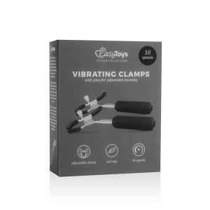 EASY TOYS NIPPLE CLAMPS WITH VIBRATING BULLETS BLACK - Image 3