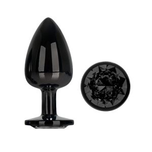 AFTERDARK BLACKGEM METALLIC BUTT PLUG WITH BLACK JEWEL 9.5cm - Image 5