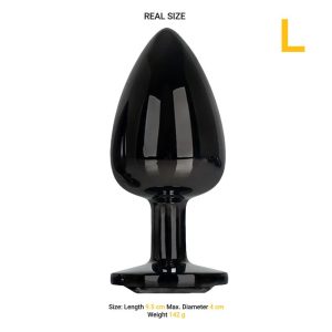 AFTERDARK BLACKGEM METALLIC BUTT PLUG WITH BLACK JEWEL 9.5cm - Image 3