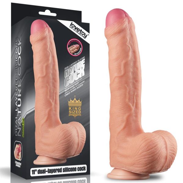 LOVETOY DILDO NATURE 11" DUAL LAYER FLESH 28cm
