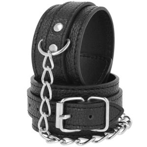 DARKNESS TEXTURED LEATHER HANDCUFFS BLACK - Image 4