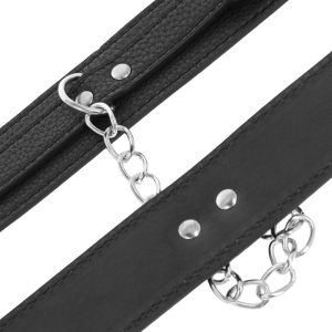 DARKNESS TEXTURED LEATHER HANDCUFFS BLACK - Image 3