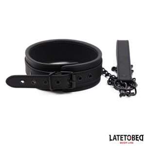 Set Collar and Leash Neoprene Black | LATETOBED BDSM LINE