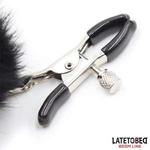 Nipple Clamps with Black Fur | LATETOBED BDSM LINE - Image 3