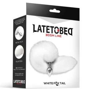 Metal Butt Plug with Foxy Tail Velvet Touch 40 cm White | LATETOBED BDSM LINE - Image 4