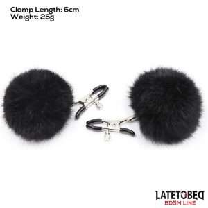 Nipple Clamps with Black Fur | LATETOBED BDSM LINE - Image 4