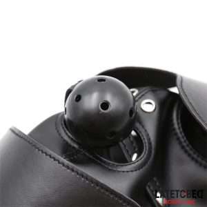 Slave Hood with Eye mask Breathable Gag Ball and Mouth Adjustable | LATETOBED BDSM LINE - Image 4