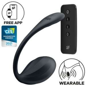 RIBBED PETAL G POINT STIMULATOR REMOTE CONTROL BLACK | SATISFYER FREE APP