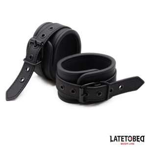 BDSM LINE Neoprene Handcuffs Black | LATETOBED