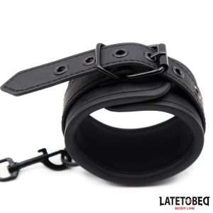 BDSM LINE Neoprene Handcuffs Black | LATETOBED - Image 3