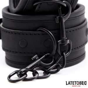 BDSM LINE Neoprene Handcuffs Black | LATETOBED - Image 5