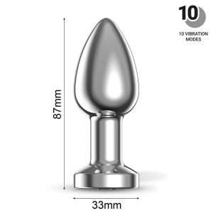 Dimpor Chrome Anal Plug with Vibration and Magnetic USB Size M | AFTERDARK - Image 11