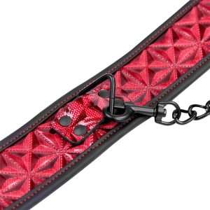 Adjustable Collar With Leash Diamond Vegan Leather | DIAMOND LINE - Image 4